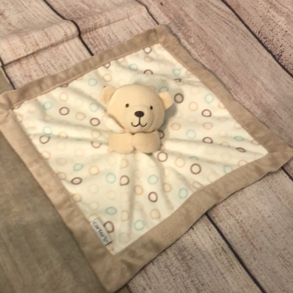 Carter’s Teddy Bear Baby Lovey Security Blanket Mint Green Circles - Picture 4 of 9